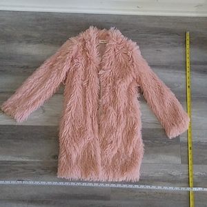 Girls pink furry jacket size small